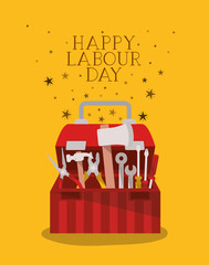 labour day celebration with tool box