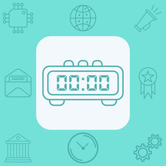 Wall Mural - Digital alarm clock vector icon sign symbol