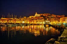 Reflections In The Port Of Ibiza At Night.