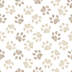 seamless pattern for textile design. seamless light brown colored paw print background