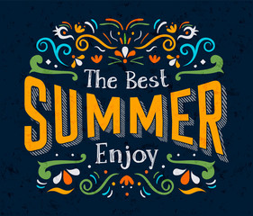Wall Mural - Best Summer text quote poster for season holiday