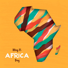 Wall Mural - Happy Africa Day card of african paper cut map