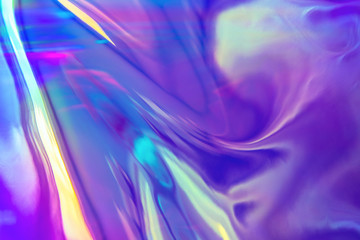 Aufkleber - Abstract trendy holographic background in 80s style. Real texture in violet, pink and mint colors with scratches and irregularities. Synthwave. Vaporwave style. Retrowave, retro futurism, webpunk