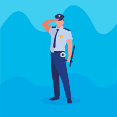 Wall Mural - police officer law character