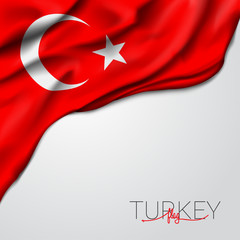 Wall Mural - Turkey waving flag vector illustration