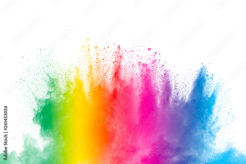 Paintings On Glass Colorful Powder Explosion On White Background
