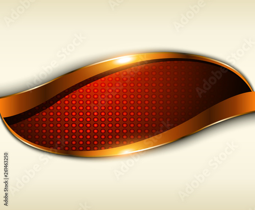 Abstract background orange with beige and gold metal elements.