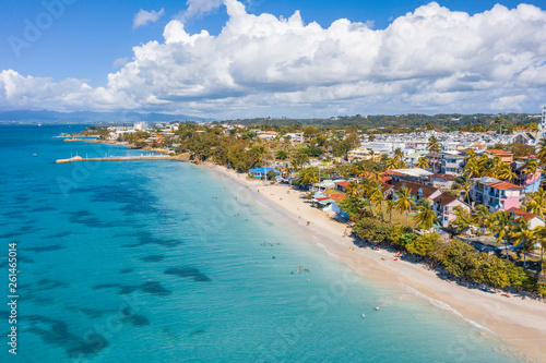 Scenic Aerial View Of La Datcha Beach Le Gosier Plage In