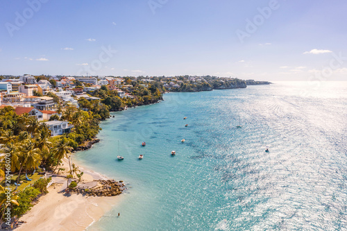 Scenic Aerial View Of La Datcha Beach Le Gosier Plage In