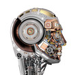 © Mykola - side view of the futuristic robot head or very detailed cyborg. Isolated on white background. 3d render