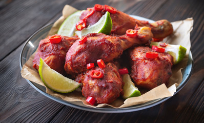 Wall Mural - Chicken drumsticks in barbecue sauce