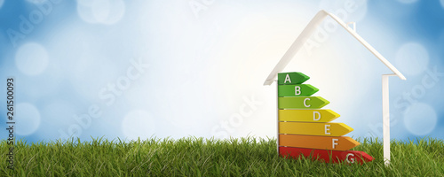 Photographie 3d-illustration symbol house energy efficiency