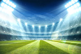 Fototapeta Sport - Lights at night and football stadium 3d rendering