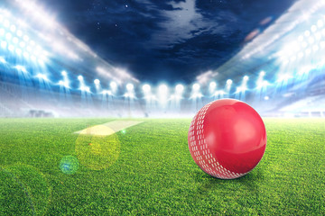 cricket stadium with ball in lights and flashes 3d render