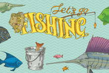 Lets Go Fishing Postcard