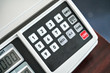 Closeup of electronic weight scale, detail of numeric keypad