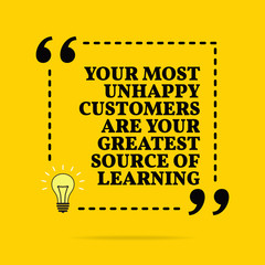 Wall Mural - Inspirational motivational quote. Your most unhappy customers are your greatest source of learning. Vector simple design.