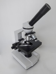 microscope, examining samples and liquid. technical equipment