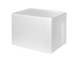 Closed Styrofoam storage box isolated on white background. Insulation box for delivery. ( Clipping path )