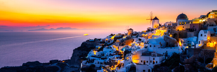 Wall Mural - View of Oia the most beautiful village of Santorini island.