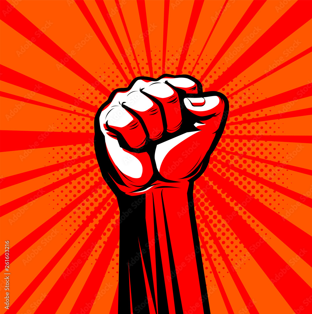 Raised hand with clenched fist. Vector illustration Stock Vector ...