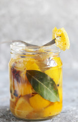 Canvas Print - Preserved lemons with salt. salted canned lemons.  Moroccan cuisine. fermenting