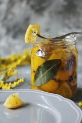 Canvas Print - Preserved lemons with salt. salted canned lemons.  Moroccan cuisine. fermenting