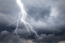 Thunderstorm Lightning With Dark Cloudy Sky