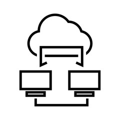 Cloud concept icon. Two computer and cloud sign