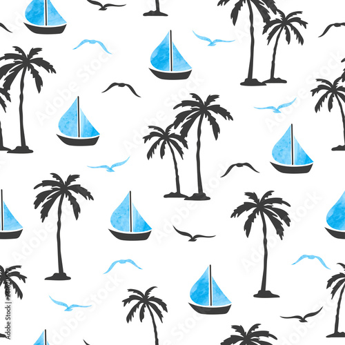 Sea summer seamless pattern...