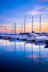 Wall Mural - Blue hour at Toronto harbor with CN tower and high rise buildings as background