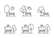 Set of park icon with outline design. Park vector illustration