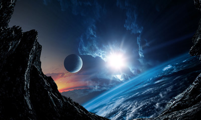 Wall Mural - Abstract planets and space background