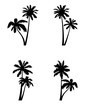 © Ruta - Coconut palm tree silhouette icon set.