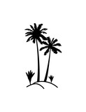 Fototapeta Sypialnia - Coconut palm tree silhouette icon illustration.