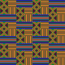 Kente Cloth. African Textile. Ethnic Seamless Pattern. Tribal Geometric Print.