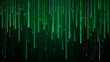 Green matrix numbers. Cyberspace with green falling digital lines. Abstract background Vector illustration