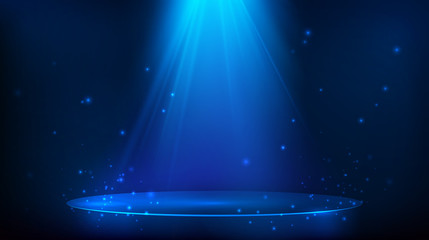 Wall Mural - scene illuminated with blue light. magic party background. vector illustration