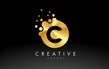 Gold Metal Letter C Logo. C Letter Design Vector