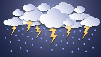 summer thunderstorms. storm clouds, thunderstorm lightning and rainy weather. thunder and lightnings