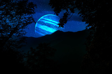 Wall Mural - planet earth, saturn and jupiter in a cosmic cloud - elements of this image furnished by nasa