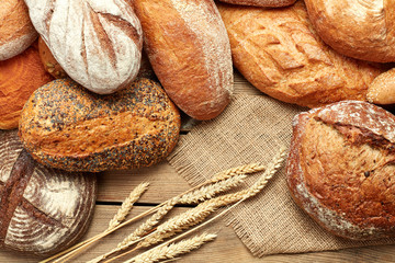 assortment of baked bread