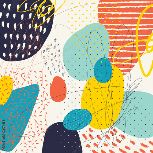 Creative geometric colorful background with patterns. Collage. Design for pri...