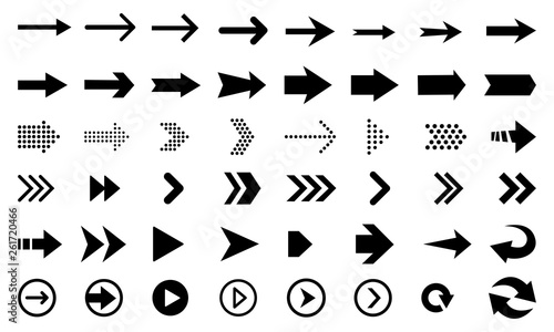 Cuadros en Lienzo Big vector set of black flat arrows and direction pointers, isolated on white background