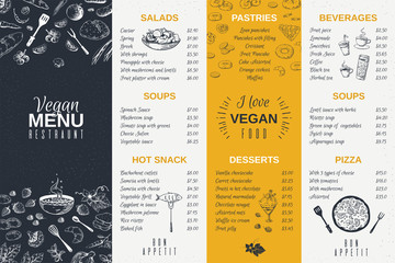 hand drawn restaurant menu. food cooking vintage template, doodle breakfast and diner cafe flyer. ve