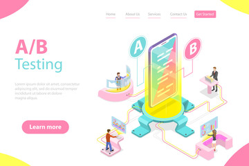 Wall Mural - isometric flat vector concept of ab testing, split test, a-b comparison, web development.