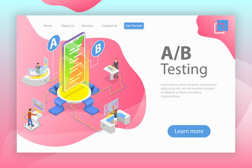 Wall Mural - isometric flat vector concept of ab testing, split test, a-b comparison, web development.