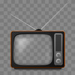 Retro Television Set Viewer Mock Up Isolate on Transparent Grid