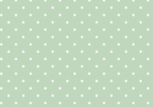 Small White Polka Dot Seamless Pattern On Powder Green Background. Classic, Cute, Cosy. Vintage Decoration Design In Soft Pastel Colors.