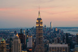 Fototapeta  - New York City. Manhattan downtown skyline at dusk